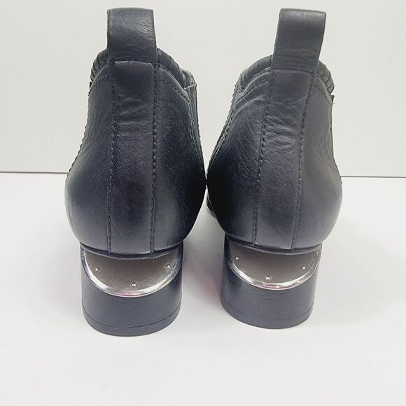 ALEXANDER WANG Kori Black Leather Chrome Cut Ankle Boot Size 39.5 EU Size 9.5 US - Picture 7 of 12